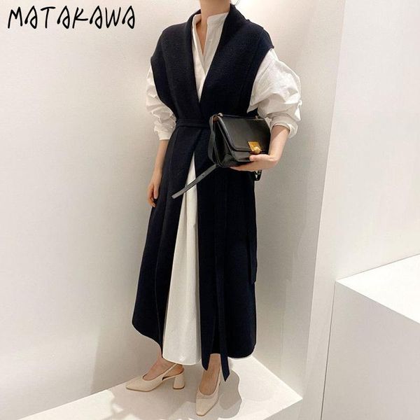 autumn long lace up waist sweater woman dress sleeveless knitted vestidos korea ins solid femme robe casual dresses, Black;gray
autumn long lace up waist sweater woman dress sleeveless knitted vestidos korea ins solid femme robe casual dresses, Black;gray