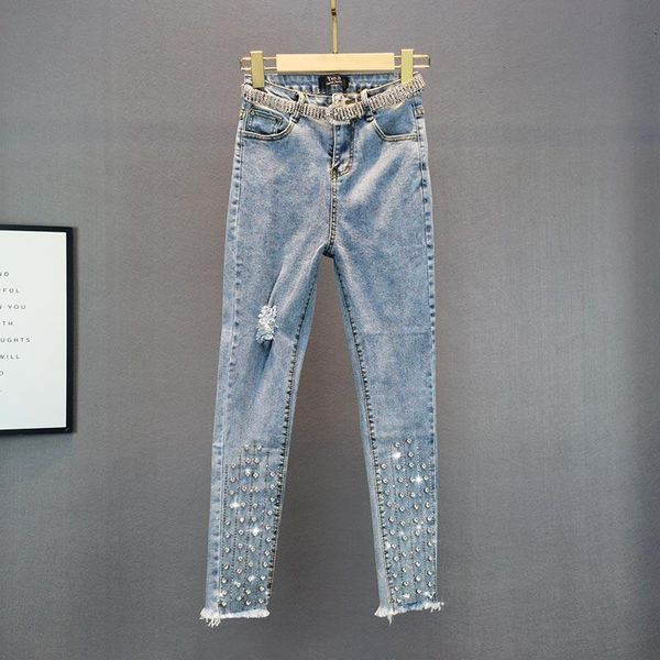 heavy industry diamond ripped jeans for women's 2021 spring high waist slimming skinny pencil pants female denim femme, Blue
heavy industry diamond ripped jeans for women's 2021 spring high waist slimming skinny pencil pants female denim femme, Blue