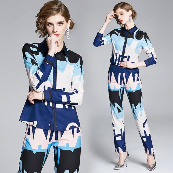 england style design print 2021 fashionable all-match shirt blouse + high waist long pants two piece set matching sets women's, White
england style design print 2021 fashionable all-match shirt blouse + high waist long pants two piece set matching sets women's, White