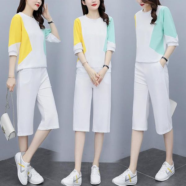 women's two piece pants casual pants set loose survetement femme 2 summer costumes for women tracksuit, White
women's two piece pants casual pants set loose survetement femme 2 summer costumes for women tracksuit, White