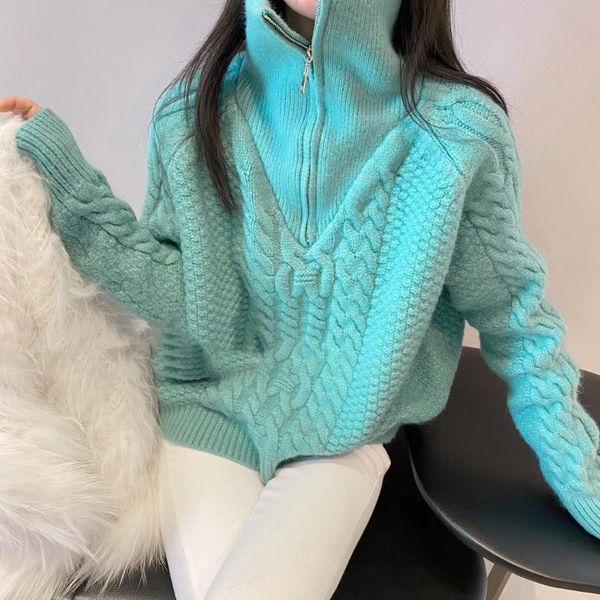 women's sweaters women sweater collar twisted turtleneck knitted zipper green winter jumper drop-shoulder fashion pullover, White;black
women's sweaters women sweater collar twisted turtleneck knitted zipper green winter jumper drop-shoulder fashion pullover, White;black