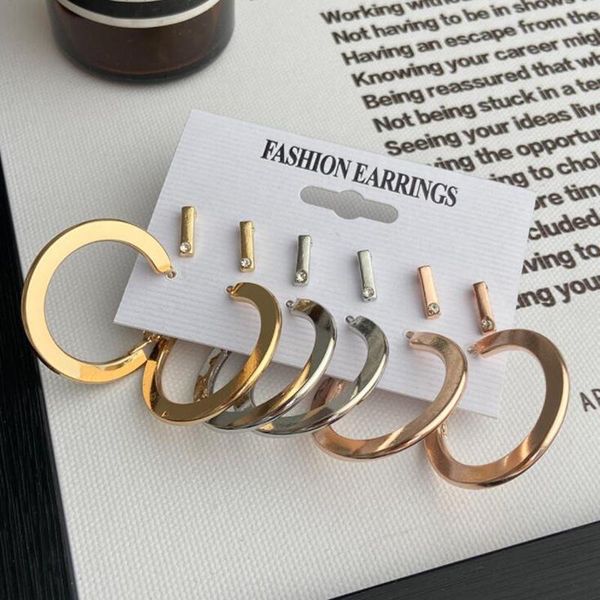 hoop & huggie 6 pairs/set simple three colors earrings small ear studs set for women girls minimalist geometric circle earings jewelry, Golden;silver
hoop & huggie 6 pairs/set simple three colors earrings small ear studs set for women girls minimalist geometric circle earings jewelry, Golden;silver