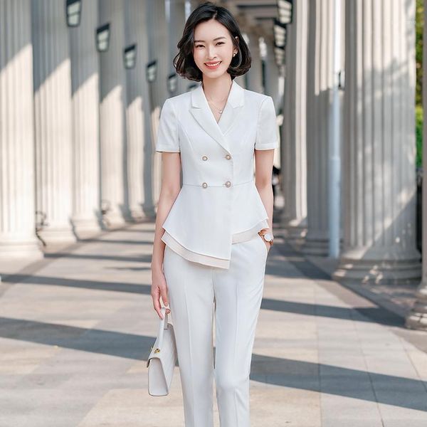 fashion white blazer women business suits pant and jacket sets office ladies work uniform short sleeve ol women's two piece pants
fashion white blazer women business suits pant and jacket sets office ladies work uniform short sleeve ol women's two piece pants