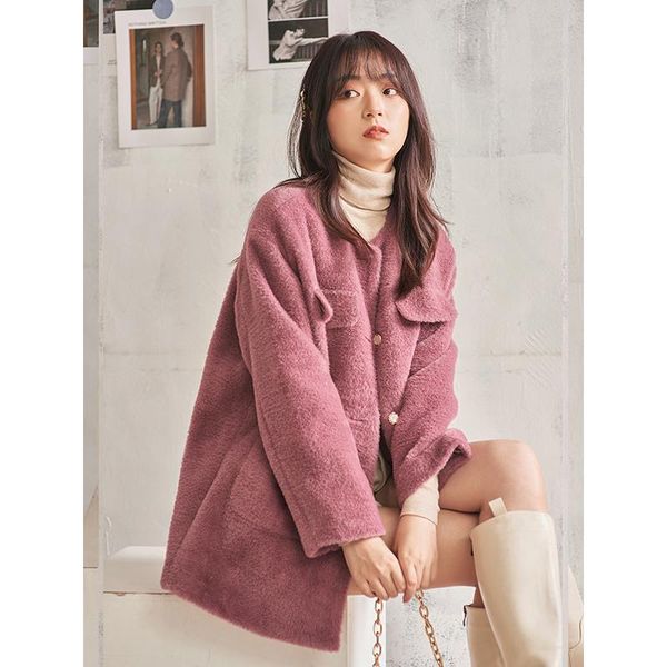 women's wool & blends female fashion solid jacket winter fur coats for women thick warm mid long overcoat, Black
women's wool & blends female fashion solid jacket winter fur coats for women thick warm mid long overcoat, Black