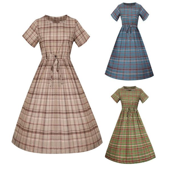 casual dresses plaid dress women autumn o-neck sashes a-line vintage midi party ladies elegant, Black;gray
casual dresses plaid dress women autumn o-neck sashes a-line vintage midi party ladies elegant, Black;gray