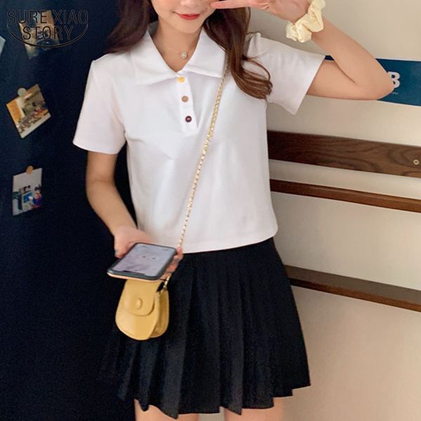 korean short-sleeve slim shirt spring summer cotton elastic polo collar blouse women 3 colors s for 13330 210508, White
korean short-sleeve slim shirt spring summer cotton elastic polo collar blouse women 3 colors s for 13330 210508, White