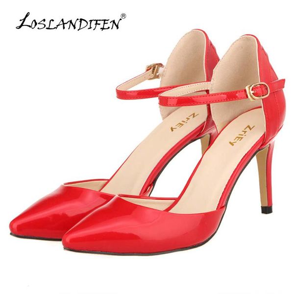 women pumps pointed toe patent leather high heels ankle strap sandals ladies party shoes femininos 952-7pa dress, Black
women pumps pointed toe patent leather high heels ankle strap sandals ladies party shoes femininos 952-7pa dress, Black