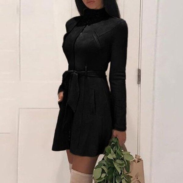 women's jackets elegant overcoat fashion women solid turtleneck zipper bow bandage windbreaker long coat single-breasted, Black;brown
women's jackets elegant overcoat fashion women solid turtleneck zipper bow bandage windbreaker long coat single-breasted, Black;brown