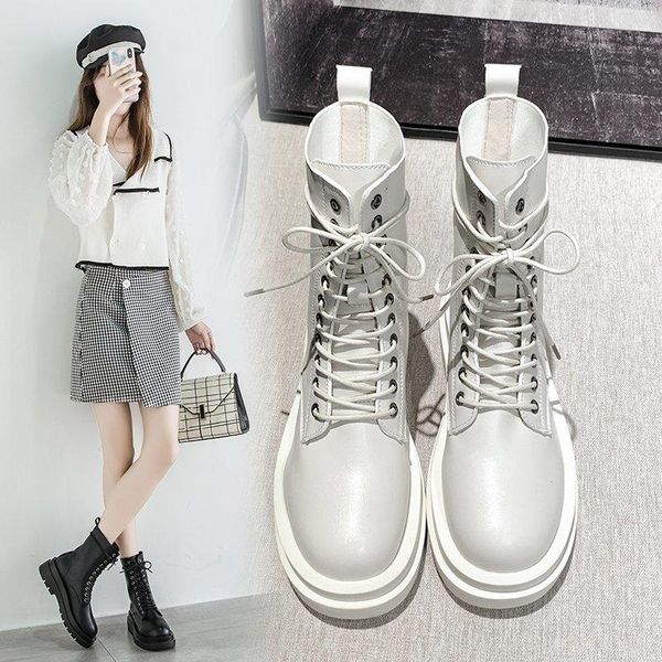 autumn and winter korean locomotive short boots british style thick bottom lace up low heel for, Black
autumn and winter korean locomotive short boots british style thick bottom lace up low heel for, Black