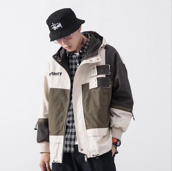 men's jackets mens hooded jacket men 2021 patchwork windbreakers coat hip hop japanese streetwear male korean style for w1269, Black;brown
men's jackets mens hooded jacket men 2021 patchwork windbreakers coat hip hop japanese streetwear male korean style for w1269, Black;brown