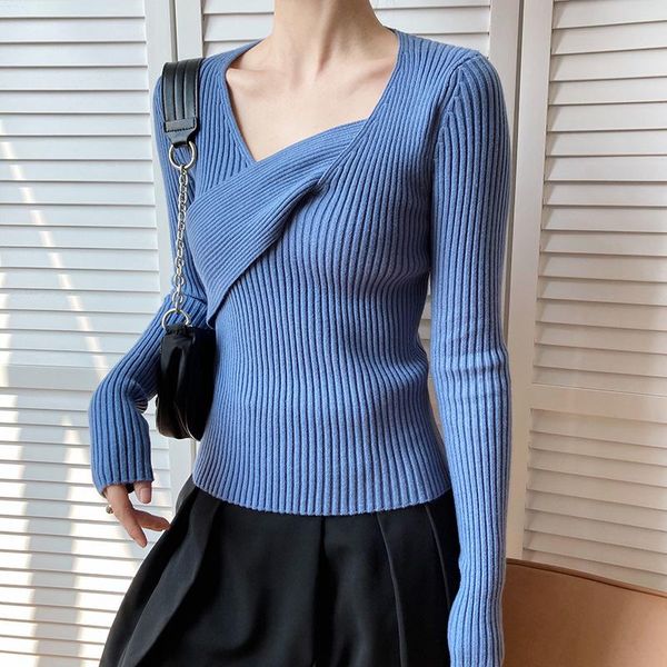 women's sweaters criss-cross neck slim knitted woman chic long sleeve solid color lady knitwear autumn 2021 elegant, White;black
women's sweaters criss-cross neck slim knitted woman chic long sleeve solid color lady knitwear autumn 2021 elegant, White;black
