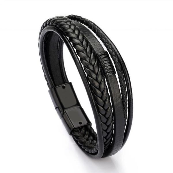 charm bracelets classic black leather bracelet multilayer metal magnetic clasp for men's 23cm wrist fashion jewelry gift, Golden;silver
charm bracelets classic black leather bracelet multilayer metal magnetic clasp for men's 23cm wrist fashion jewelry gift, Golden;silver