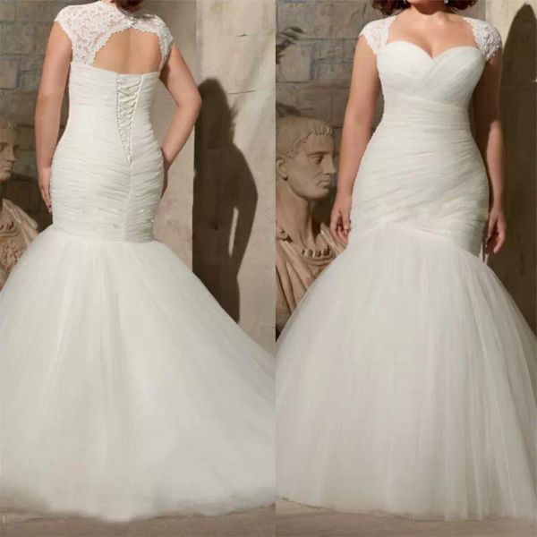gorgeous plus size mermaid wedding dresses beach boho bridal gown lace applique sweetheart neckline sweep train custom made plus size vestid, White
gorgeous plus size mermaid wedding dresses beach boho bridal gown lace applique sweetheart neckline sweep train custom made plus size vestid, White