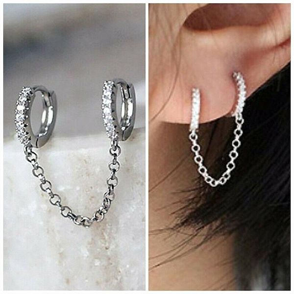 heart earrings dainty double ear pierced hoop chain gold earring & huggie, Golden;silver
heart earrings dainty double ear pierced hoop chain gold earring & huggie, Golden;silver