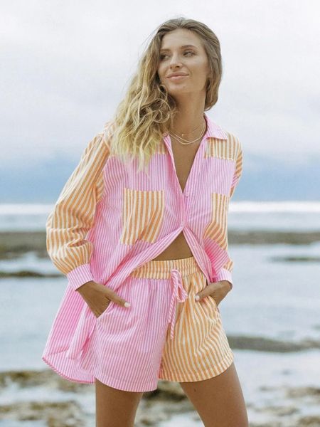 women's two piece pants stylish chic pockets striped patchwork blouse women 2021 fashion lapel collar long sleeve shirts female ca, White
women's two piece pants stylish chic pockets striped patchwork blouse women 2021 fashion lapel collar long sleeve shirts female ca, White