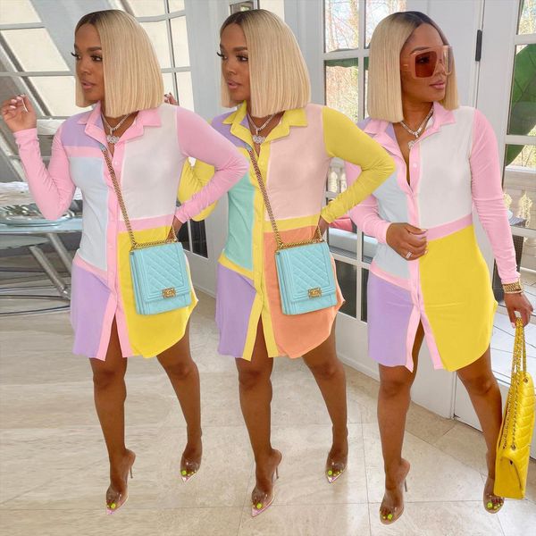summer spring long sleeve color womens dresses patchwork shirt mini turn down collar casual elegant vintage streetwear, Black;gray
summer spring long sleeve color womens dresses patchwork shirt mini turn down collar casual elegant vintage streetwear, Black;gray