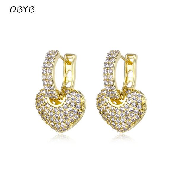 hoop & huggie obyb luxury heart shaped drop earrings pave setting with cubic zirconia wedding for women bride jewelry brincos, Golden;silver
hoop & huggie obyb luxury heart shaped drop earrings pave setting with cubic zirconia wedding for women bride jewelry brincos, Golden;silver