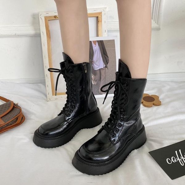 boots 2021 chunky ankle shoes lace up soft pu leather motorcycle woman autumn winter fashion platform botas, Black
boots 2021 chunky ankle shoes lace up soft pu leather motorcycle woman autumn winter fashion platform botas, Black