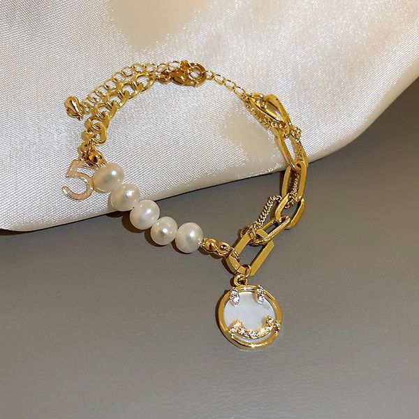 link, chain irregular pearls cuban link bracelet number 5 gold smile pearl face pendant boho friendship bracelets jewelry bridesmaid gift, Black
link, chain irregular pearls cuban link bracelet number 5 gold smile pearl face pendant boho friendship bracelets jewelry bridesmaid gift, Black