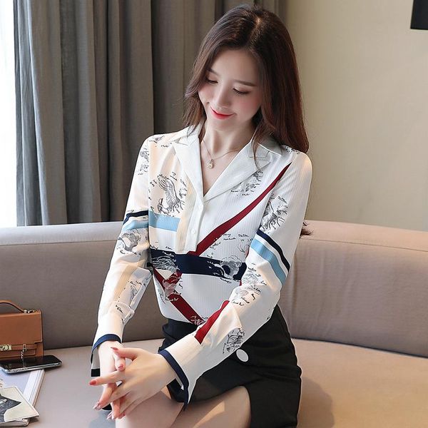 women's blouses & shirts houthion silk long sleeve chiffon fashion shirt casual korean blouse regular full button print, White
women's blouses & shirts houthion silk long sleeve chiffon fashion shirt casual korean blouse regular full button print, White