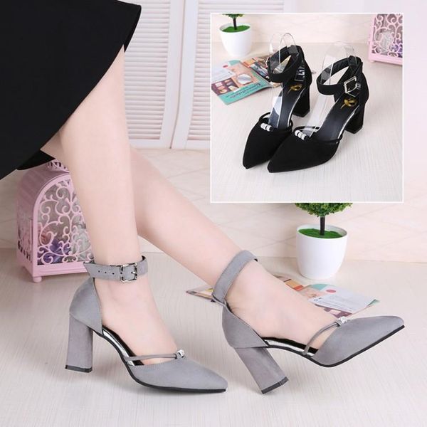 summer pointed fashion large size suede high heel lace-up women's sandals thick baotou single shoes, Black
summer pointed fashion large size suede high heel lace-up women's sandals thick baotou single shoes, Black