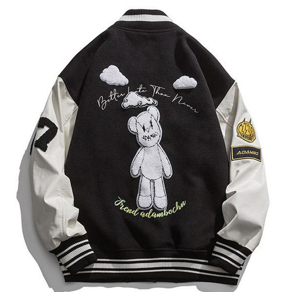 men's jackets bomber harajuku women's jacket single-breasted loose leather sleeve baseball uniform coat letter bear embroidery men, Black;brown
men's jackets bomber harajuku women's jacket single-breasted loose leather sleeve baseball uniform coat letter bear embroidery men, Black;brown
