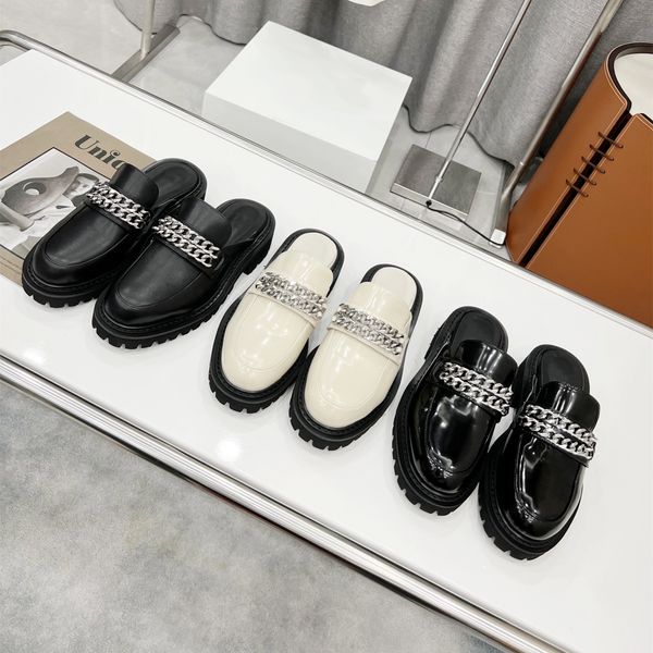 luxury high-end style women sandals designer chain vogue half dragged thick heel platform leather shoes outdoor slippers comfort loafers run, Black
luxury high-end style women sandals designer chain vogue half dragged thick heel platform leather shoes outdoor slippers comfort loafers run, Black