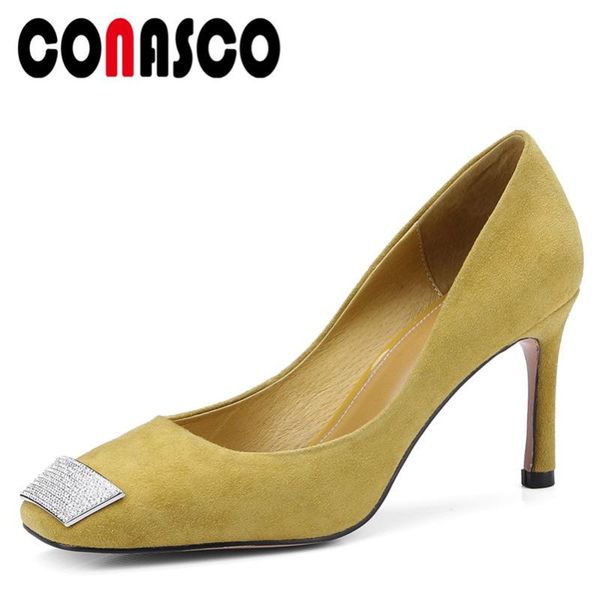 dress shoes conasco fashion women classic pumps suede leather spring autumn high heels woman rhinestone slip on party dancing, Black
dress shoes conasco fashion women classic pumps suede leather spring autumn high heels woman rhinestone slip on party dancing, Black