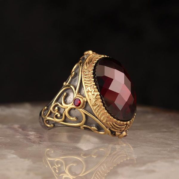 burgundy zircon gemstone lapping plated 925 sterling silver men 's ring cluster rings, Golden;silver
burgundy zircon gemstone lapping plated 925 sterling silver men 's ring cluster rings, Golden;silver