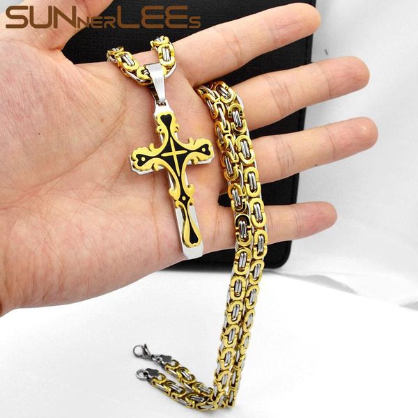 pendant necklaces sunnerlees 316l stainless steel jesus christ cross necklace byzantine link chain men boys gift sp244, Silver
pendant necklaces sunnerlees 316l stainless steel jesus christ cross necklace byzantine link chain men boys gift sp244, Silver