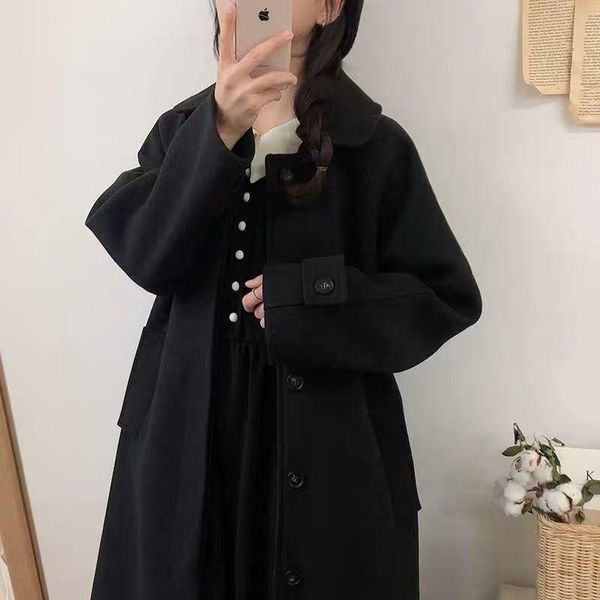 women's wool & blends student woolen coat mid-length autumn and winter korean style, Black
women's wool & blends student woolen coat mid-length autumn and winter korean style, Black