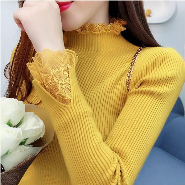 fashion arrival women korean style solid long sleeve knitted slim lace patchwork pullover young ladies sweaters y16 women's, White;black
fashion arrival women korean style solid long sleeve knitted slim lace patchwork pullover young ladies sweaters y16 women's, White;black
