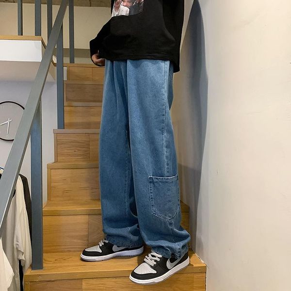 men's jeans fashion loose straight casual jean pants patchwork pockets cowboy mens streetwear vintage trousers, Blue
men's jeans fashion loose straight casual jean pants patchwork pockets cowboy mens streetwear vintage trousers, Blue