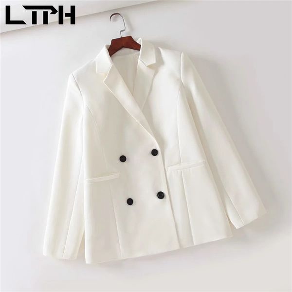 ins casual white blazer women jackets loose long sleeve blazers double breasted mid-length lady suit coat spring 210427, White;black
ins casual white blazer women jackets loose long sleeve blazers double breasted mid-length lady suit coat spring 210427, White;black