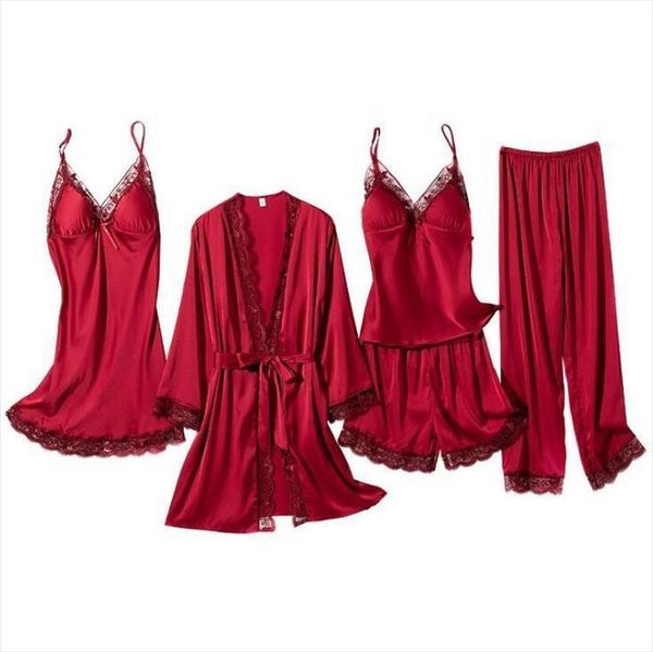 satin summer nightgown intimate women sleepwear lingerie 5pcs kimono robe set casual loose bathrobe gown nightwear, Black;red
satin summer nightgown intimate women sleepwear lingerie 5pcs kimono robe set casual loose bathrobe gown nightwear, Black;red