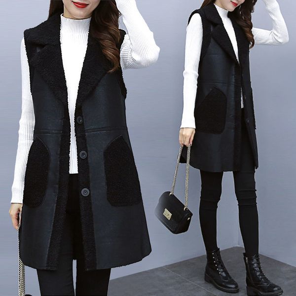 collect plus female size autumn and winter long fleece clothing vest jacket y347 4pch, Black;brown
collect plus female size autumn and winter long fleece clothing vest jacket y347 4pch, Black;brown