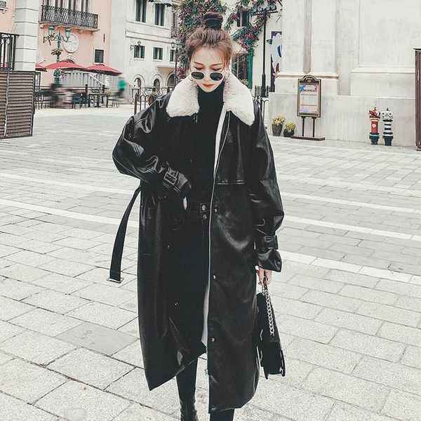 women's down & parkas fashion thick warm pu leather coats velvet fur women overcoat winter korean style female long jacket outerwear, Black
women's down & parkas fashion thick warm pu leather coats velvet fur women overcoat winter korean style female long jacket outerwear, Black