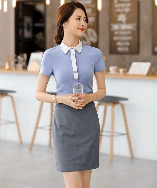 women's blouses & shirts ladies work women business suits with 2 piece skirt and sets summer tie short sleeve, White
women's blouses & shirts ladies work women business suits with 2 piece skirt and sets summer tie short sleeve, White