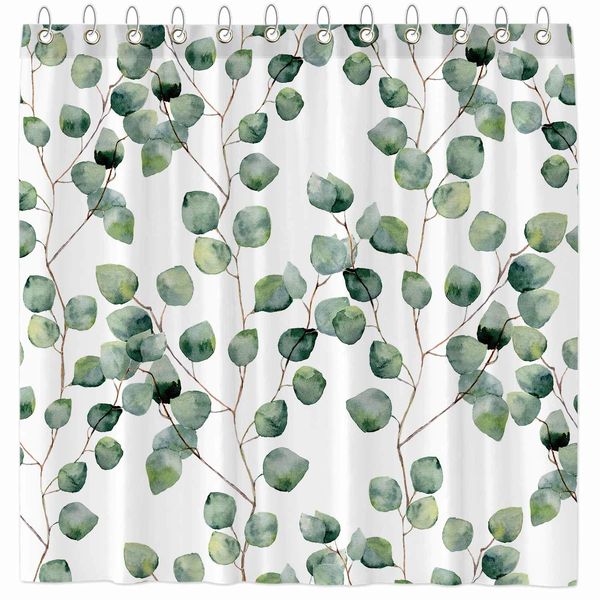 watercolor green floral eucalyptus shower curtain set with 12 hooks round leaves pattern branches decor easy care waterproof
watercolor green floral eucalyptus shower curtain set with 12 hooks round leaves pattern branches decor easy care waterproof