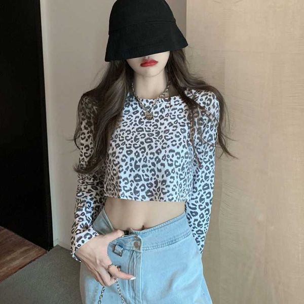 spring leopard print female t-shirt long sleeve loose short women t-shirt 210531, White
spring leopard print female t-shirt long sleeve loose short women t-shirt 210531, White