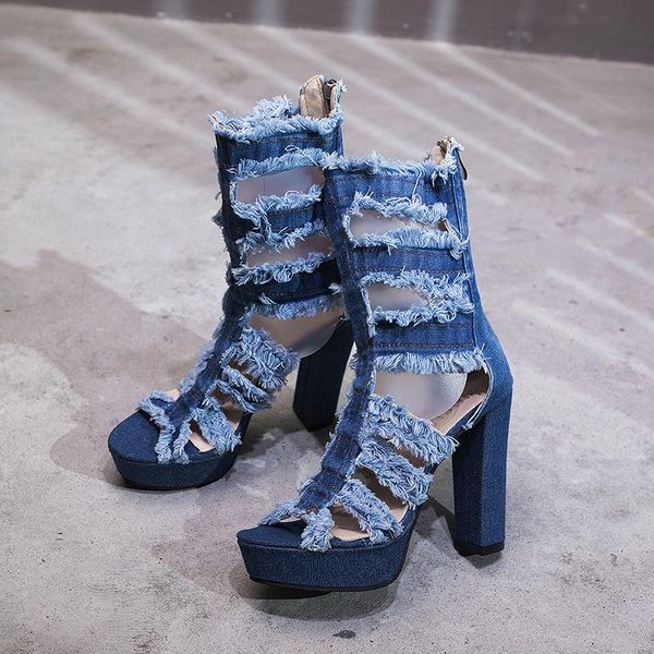 sandals shoes for women heels peep toe denim upper high full of personality gladiator, Black
sandals shoes for women heels peep toe denim upper high full of personality gladiator, Black