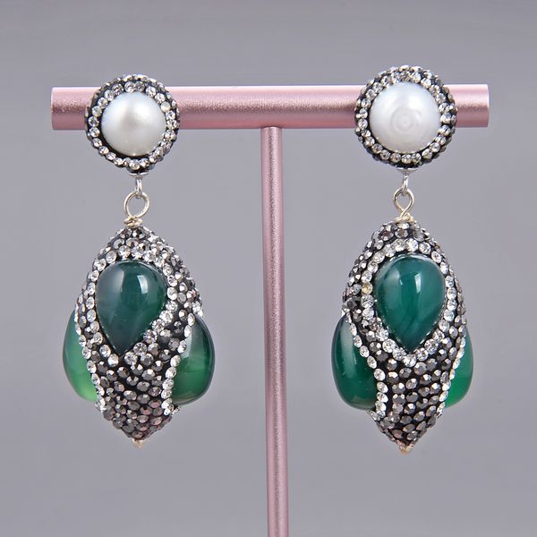 guaiguai jewelry white pearl green agates earrings cz stud for women real gems stone lady fashion jewellry, Silver
guaiguai jewelry white pearl green agates earrings cz stud for women real gems stone lady fashion jewellry, Silver