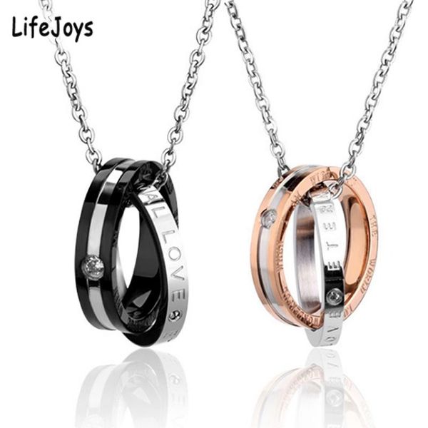 pendant necklaces interlocked double circle couple for lovers stainless steel matching set zircon wedding jewelry valentines day, Silver
pendant necklaces interlocked double circle couple for lovers stainless steel matching set zircon wedding jewelry valentines day, Silver