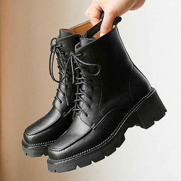 boots retro working casual women ankle genuine leather high heels 2021 autumn winter lace-up shoes woman, Black
boots retro working casual women ankle genuine leather high heels 2021 autumn winter lace-up shoes woman, Black