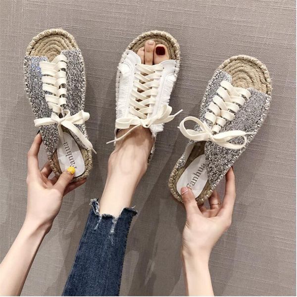 slippers wear female summer 2021 linen sequins sandals and flat casual lace straw fisherman shoes, Black
slippers wear female summer 2021 linen sequins sandals and flat casual lace straw fisherman shoes, Black