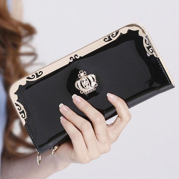 wallets benviched 2021 women wallet purse lady long crown zipper patent leather large capacity female, Red;black
wallets benviched 2021 women wallet purse lady long crown zipper patent leather large capacity female, Red;black