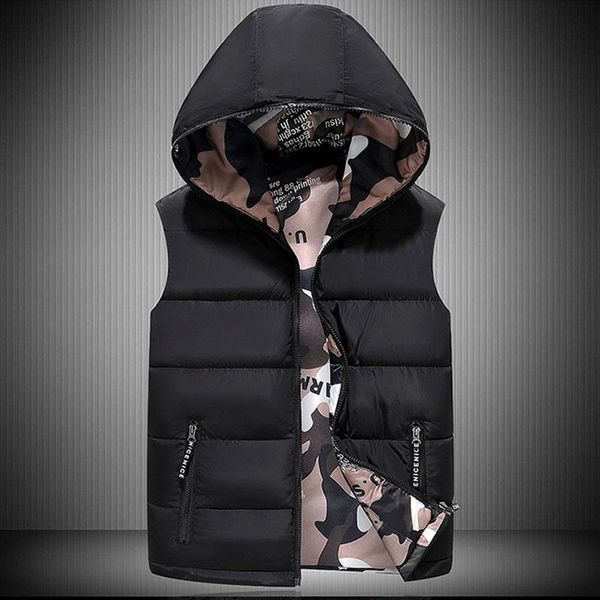 men's vests men hooded vest jacket 2021 autumn winter down jackets wear on both sides puffer camouflage sleeveless waistcoat, Black;white
men's vests men hooded vest jacket 2021 autumn winter down jackets wear on both sides puffer camouflage sleeveless waistcoat, Black;white