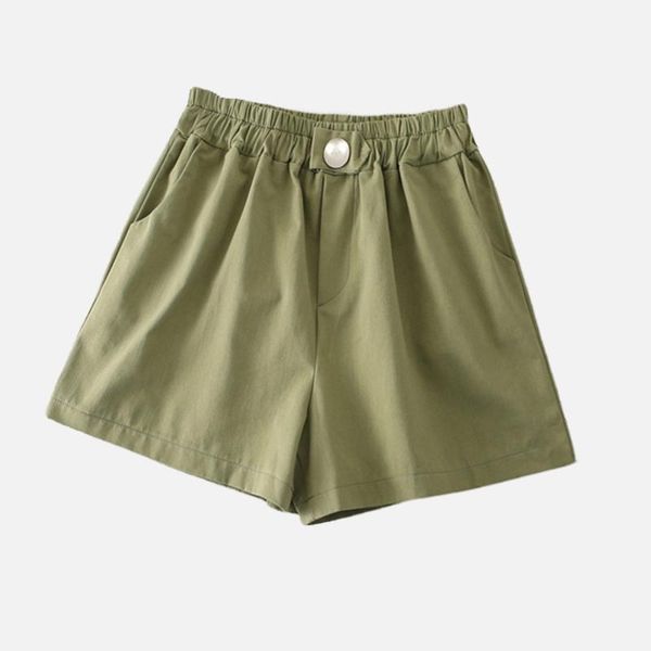 women's shorts 2021 summer cotton women high waist with pockets solid color yellow green white female wide leg short trousers, White;black
women's shorts 2021 summer cotton women high waist with pockets solid color yellow green white female wide leg short trousers, White;black