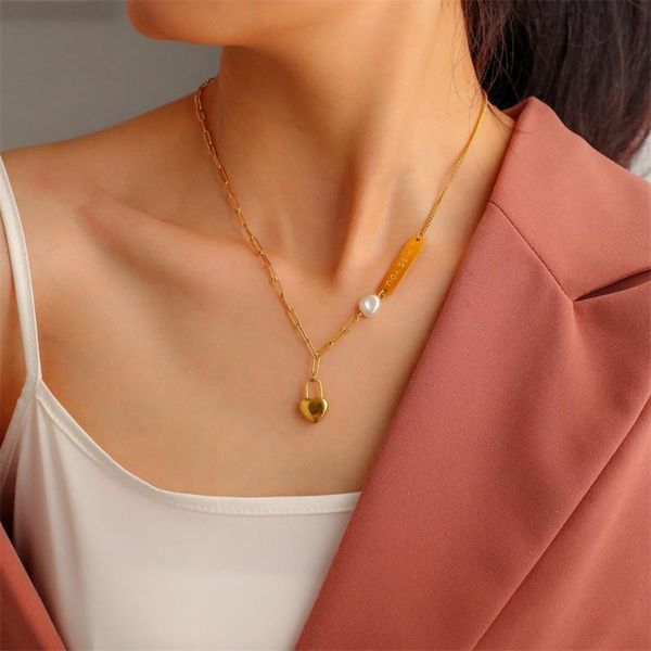 pendant necklaces 316l titanium steel gold-plated 3d love heart lock fashion square brand lettering i miss you pearl necklace, Silver
pendant necklaces 316l titanium steel gold-plated 3d love heart lock fashion square brand lettering i miss you pearl necklace, Silver