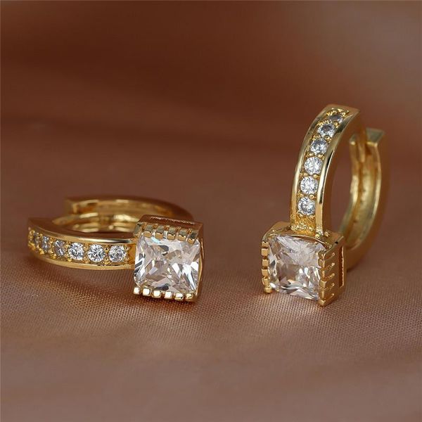 hoop & huggie charm gold silver color wedding earrings small square white zircon luxury crystal for women bride jewelry, Golden;silver
hoop & huggie charm gold silver color wedding earrings small square white zircon luxury crystal for women bride jewelry, Golden;silver